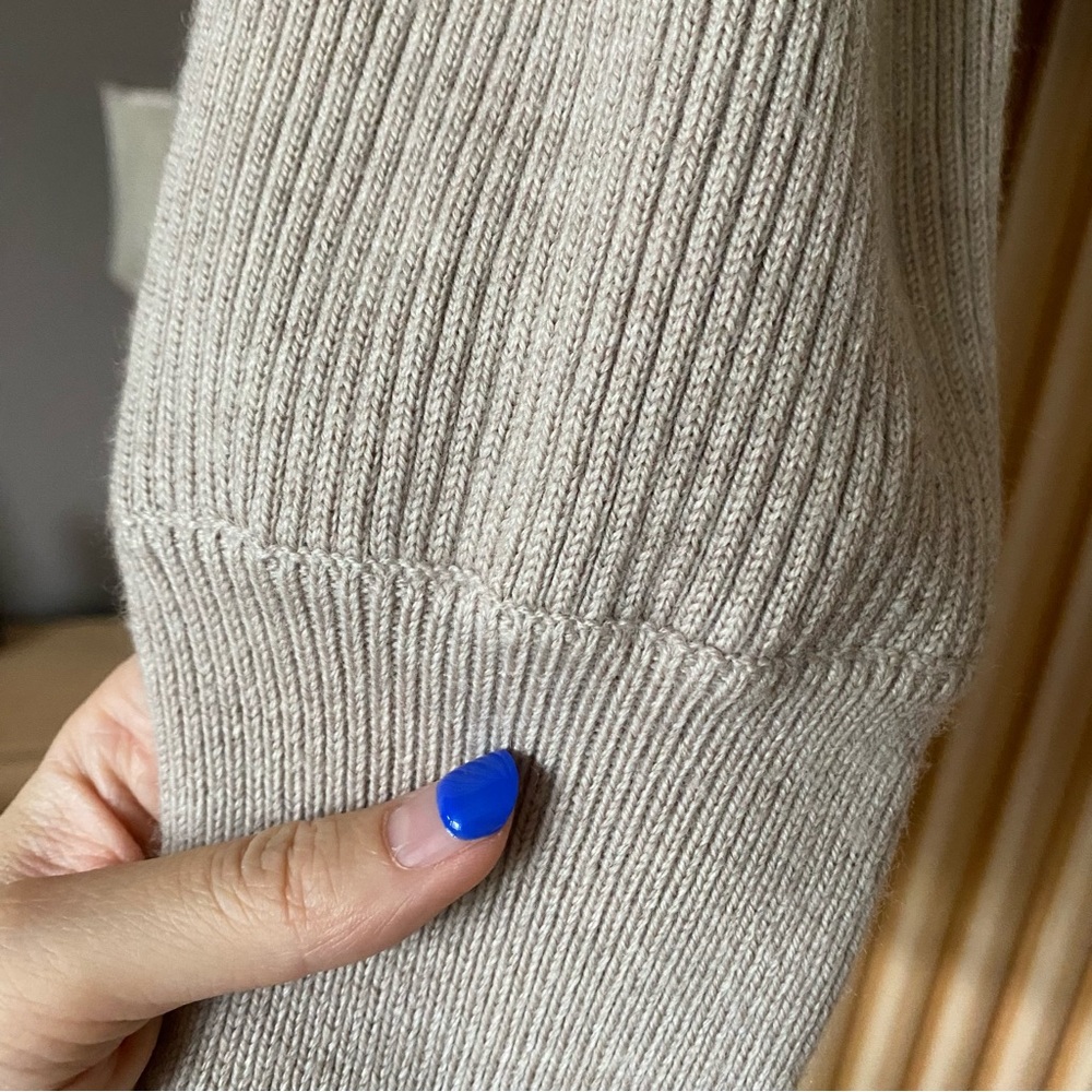 Aritzia wilfred rebecca ribbed turtleneck merino wool sweater grey beige - Picture 5 of 8